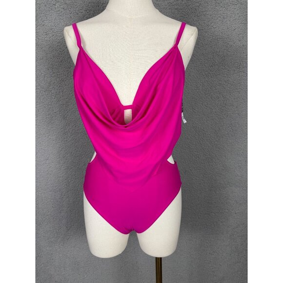 Bar III Other - Bar III Women's Hot Pink Drape Monokini Swimsuit One Piece Extra Small NWT's